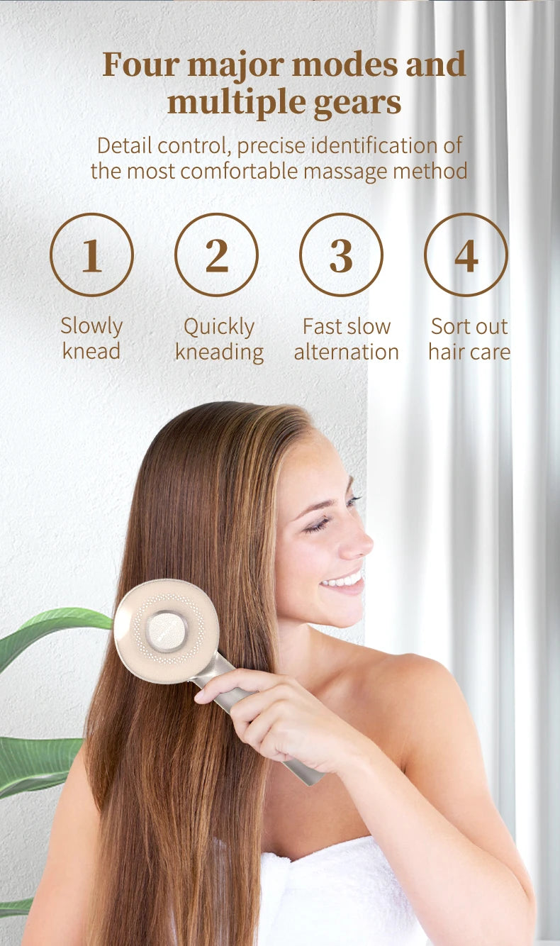 4-in-1 Electric Scalp Massager & Hair Growth Serum Applicator Brush - 10
