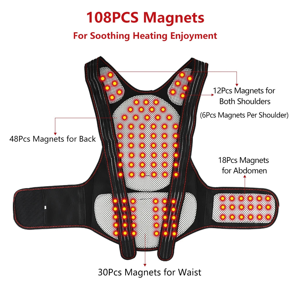 Self-Heating Tourmaline Magnetic Back & Waist Support Brace for Pain Relief - 18
