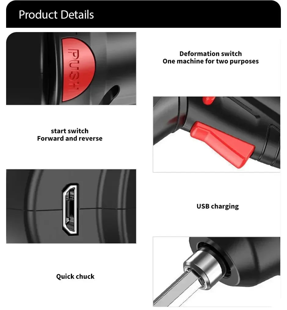 3.6V Cordless Electric Screwdriver Set - Compact Rechargeable Power Tool