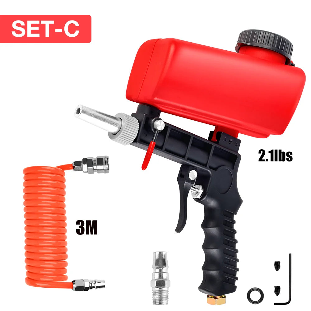 Portable Pneumatic Sandblasting Gun - Gravity Feed Sandblaster for Rust and Paint Removal - 14