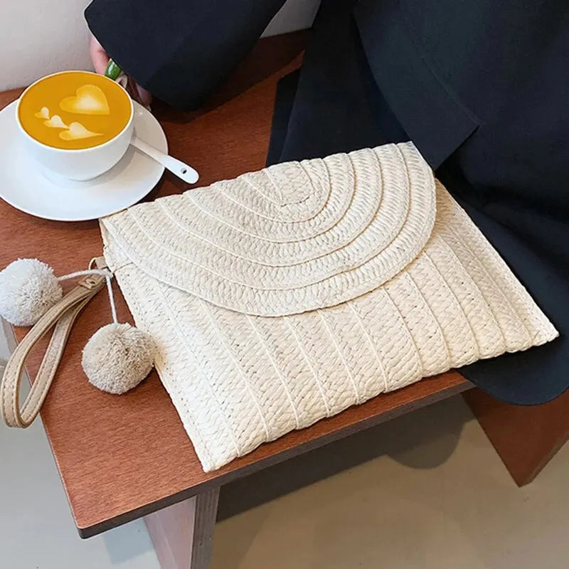 Luxury Woven Straw Beach Clutch