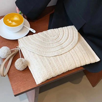 Luxury Woven Straw Beach Clutch
