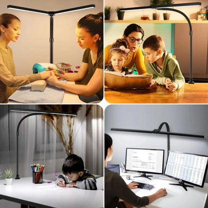 Double Head LED Architect Desk Lamp - Dimmable Office Light with Remote