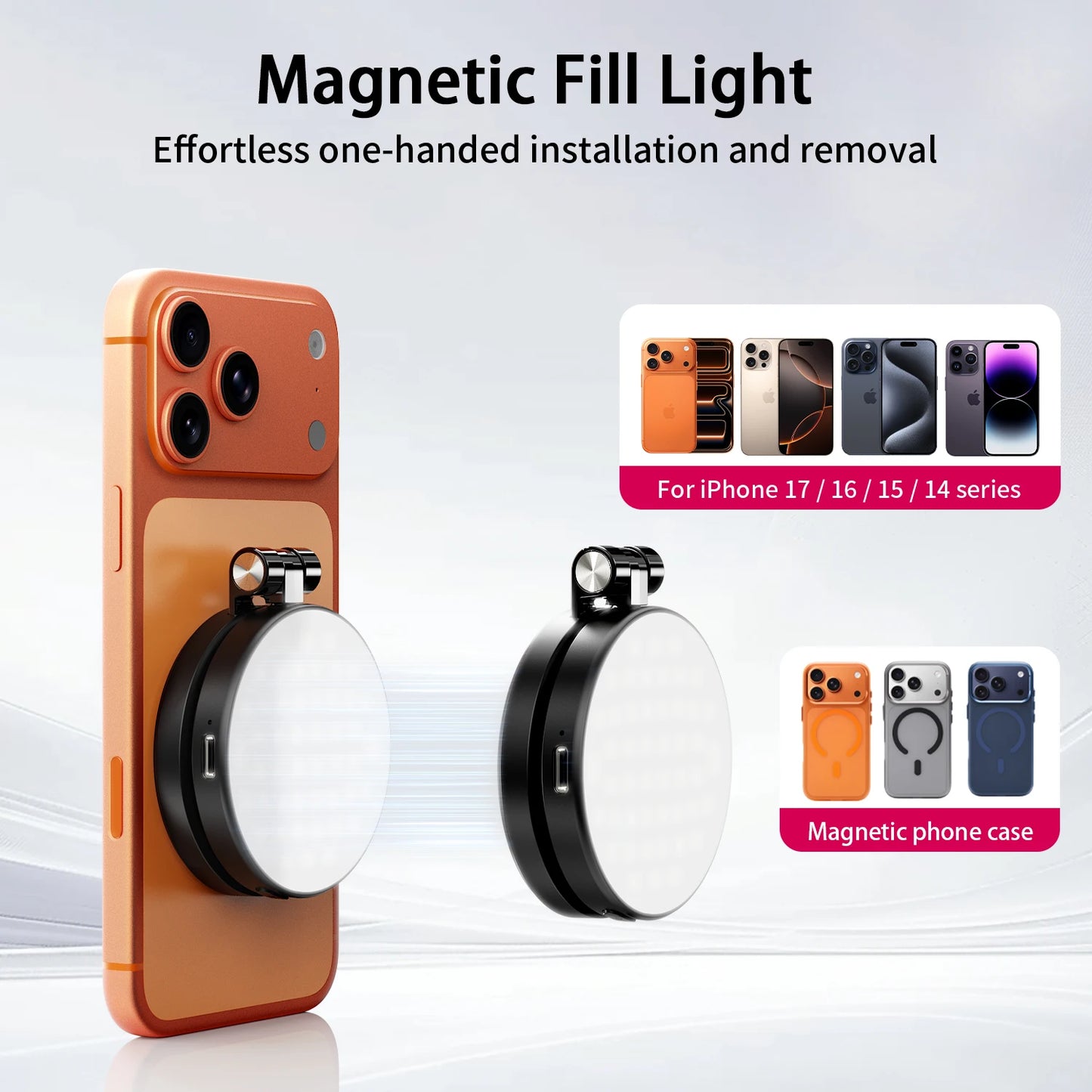 Magnetic 3-in-1 Selfie Ring Light with Phone Stand & Makeup Mirror
