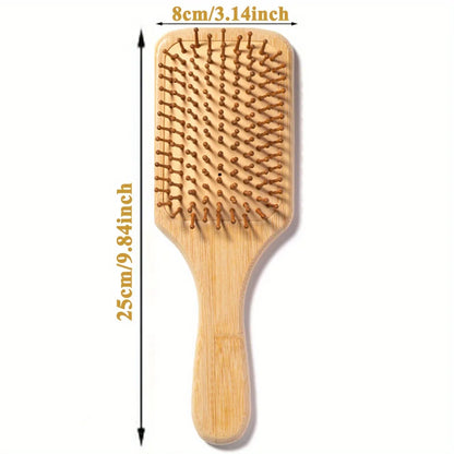 Natural Bamboo Paddle Hair Brush - Anti-Static Scalp Massage & Detangling