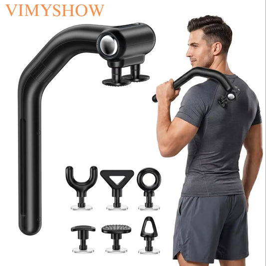 Dual-Head Handheld Percussion Muscle Massager for Full Body Pain Relief