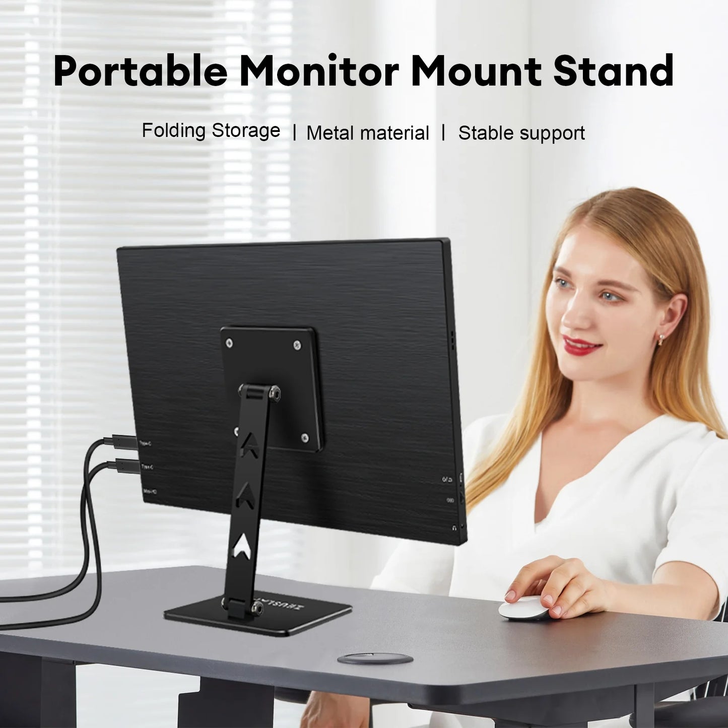 Rotating VESA Monitor Stand - Adjustable Portable Desk Mount Holder