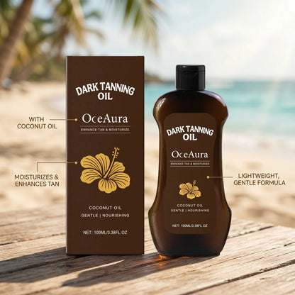 OceAura Coconut Dark Tanning Oil for Deep Bronze Tan & Skin Hydration