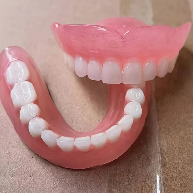 Natural Silicone Cosmetic Dentures - Removable Upper & Lower Smile Enhancer - 12