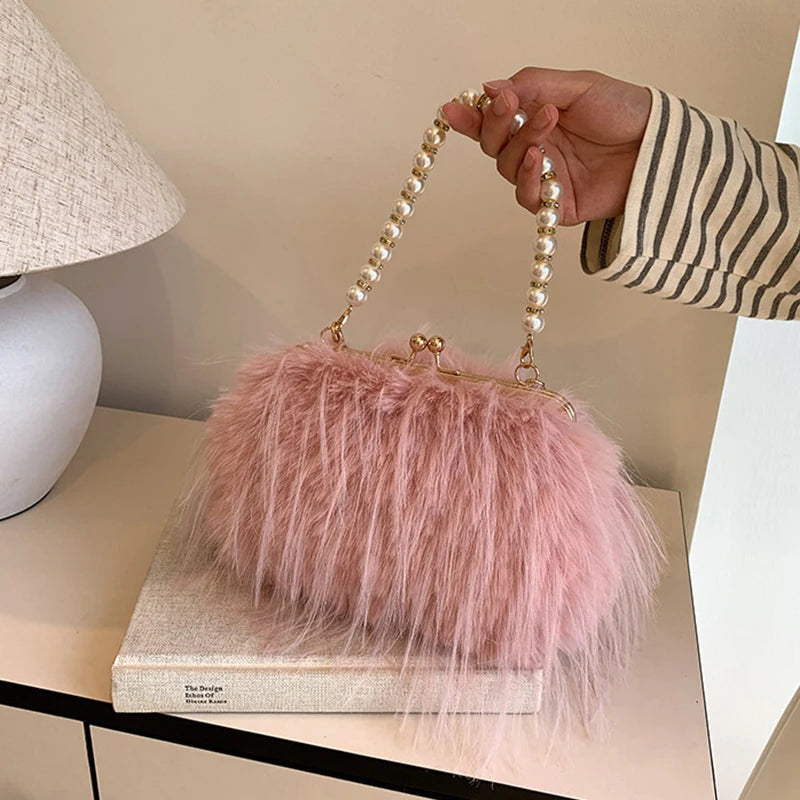 Luxury Plush Pearl Handbag