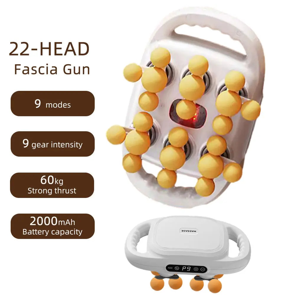 22-Head Fascia Massage Gun - Deep Tissue Body Massager - 55