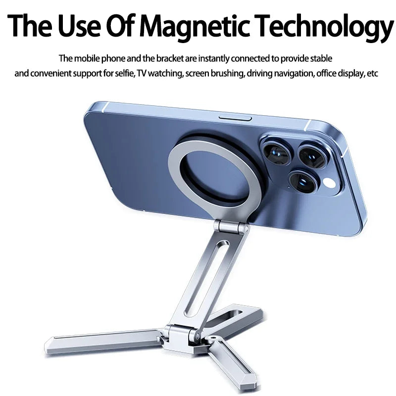 Foldable Magnetic Phone Stand for MagSafe - Aluminum Desktop Tripod - 6