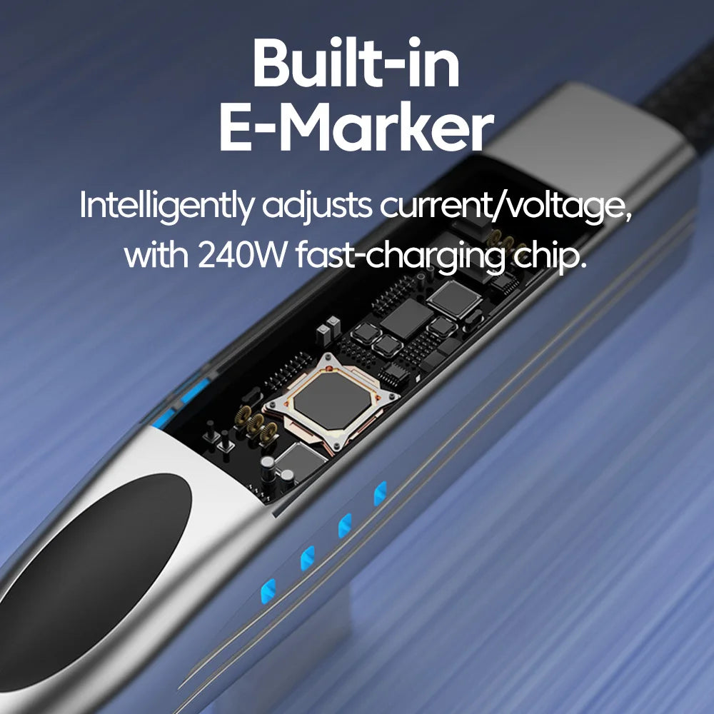 240W USB-C to USB-C Fast Charging Cable - 90 Degree Elbow for Gaming - 5