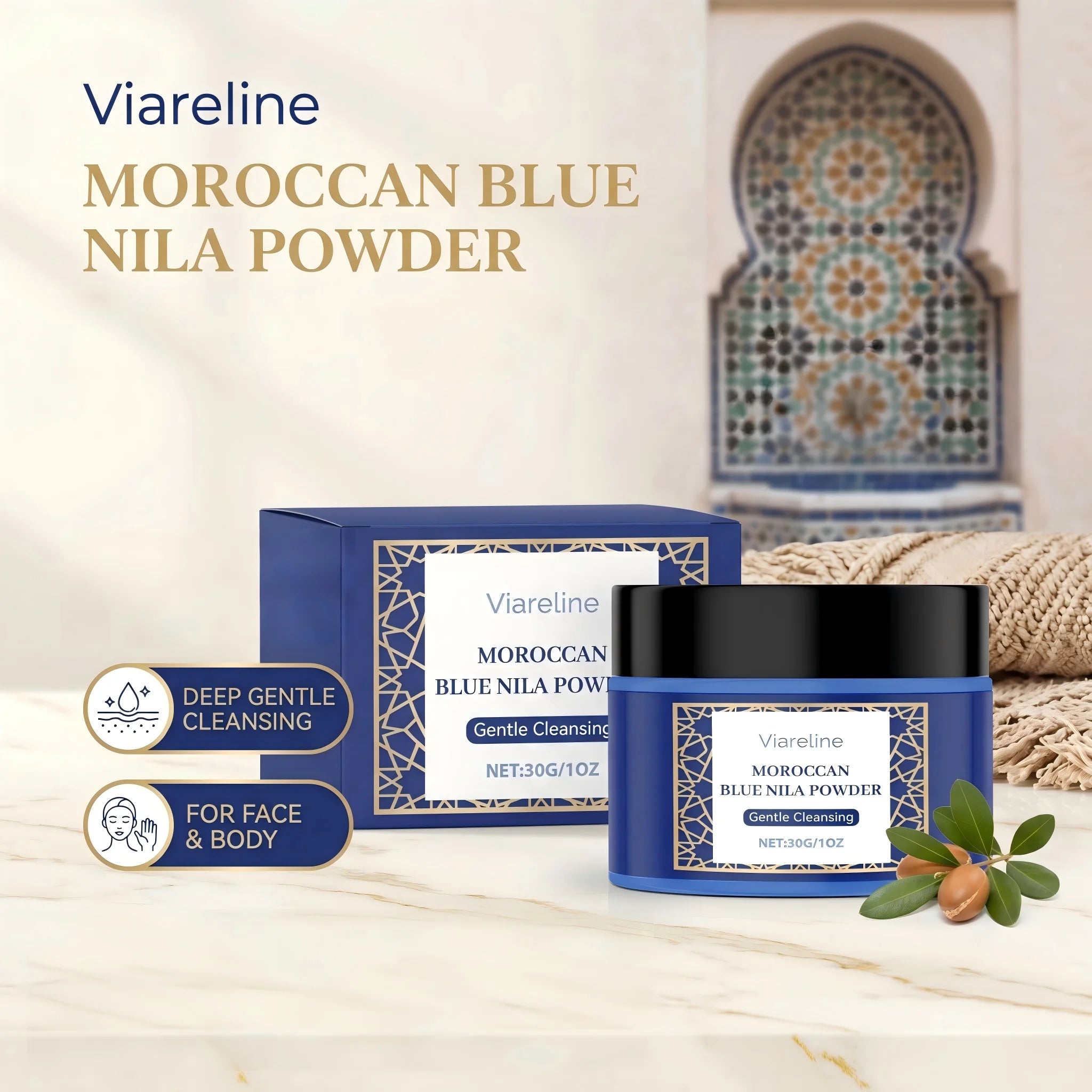 Moroccan Blue Nila Powder Face Mask – Brightening, Exfoliating & Deep Cleansing - 4