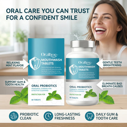 Probiotic Teeth Whitening Mouthwash Tablets for Fresh Breath & Oral Care
