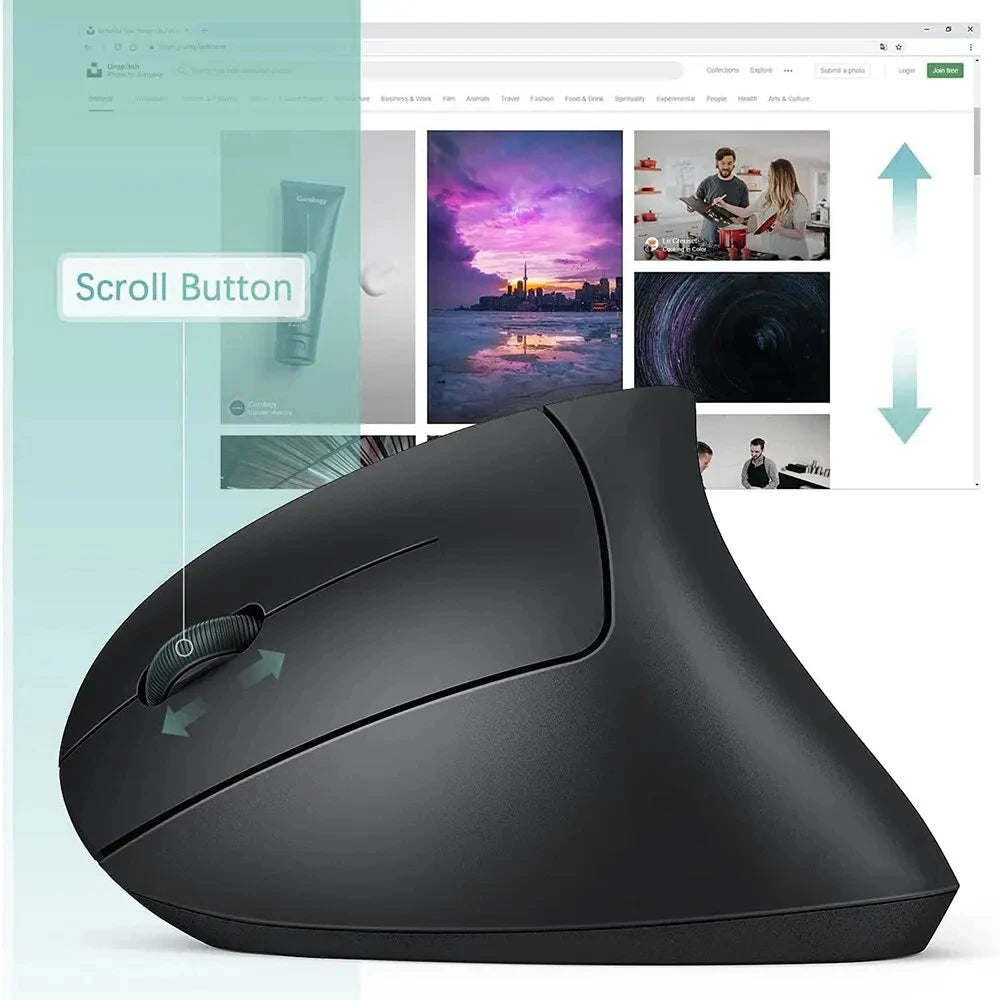Wireless Ergonomic Vertical Mouse - 2.4GHz Optical Mouse with 3 Adjustable DPI - 10