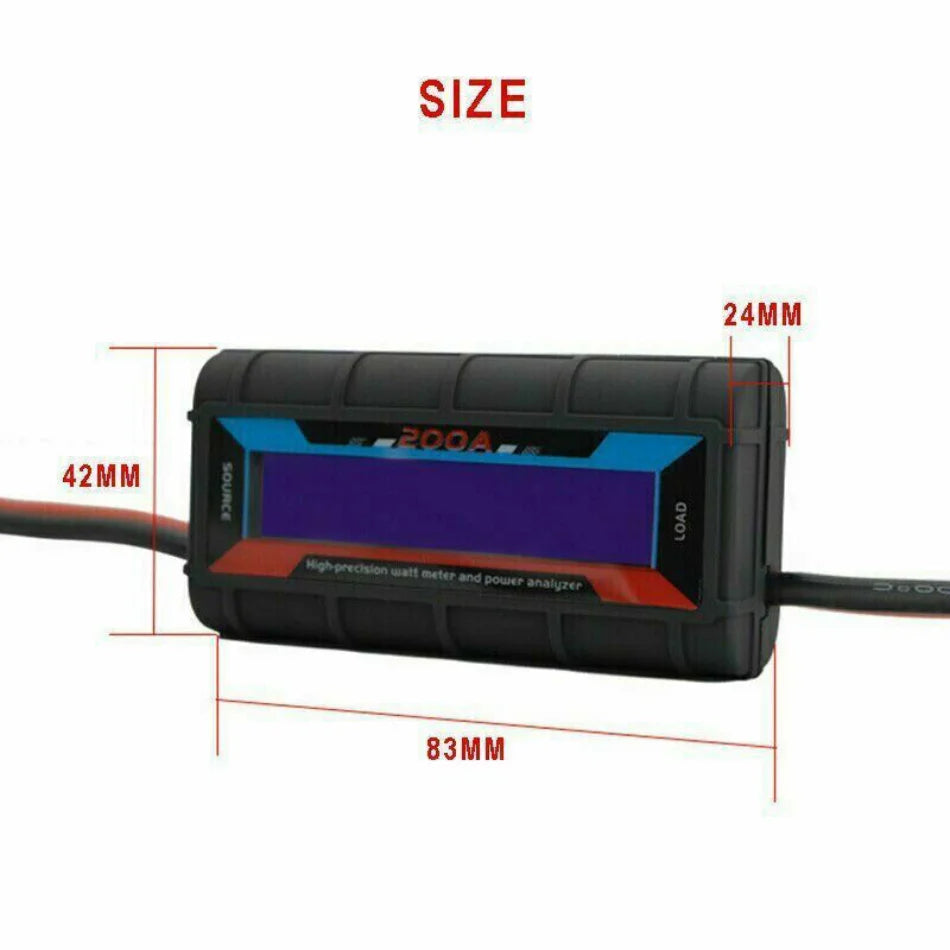 200A LCD Digital Watt Meter & Power Analyzer for RC Battery & Solar Systems