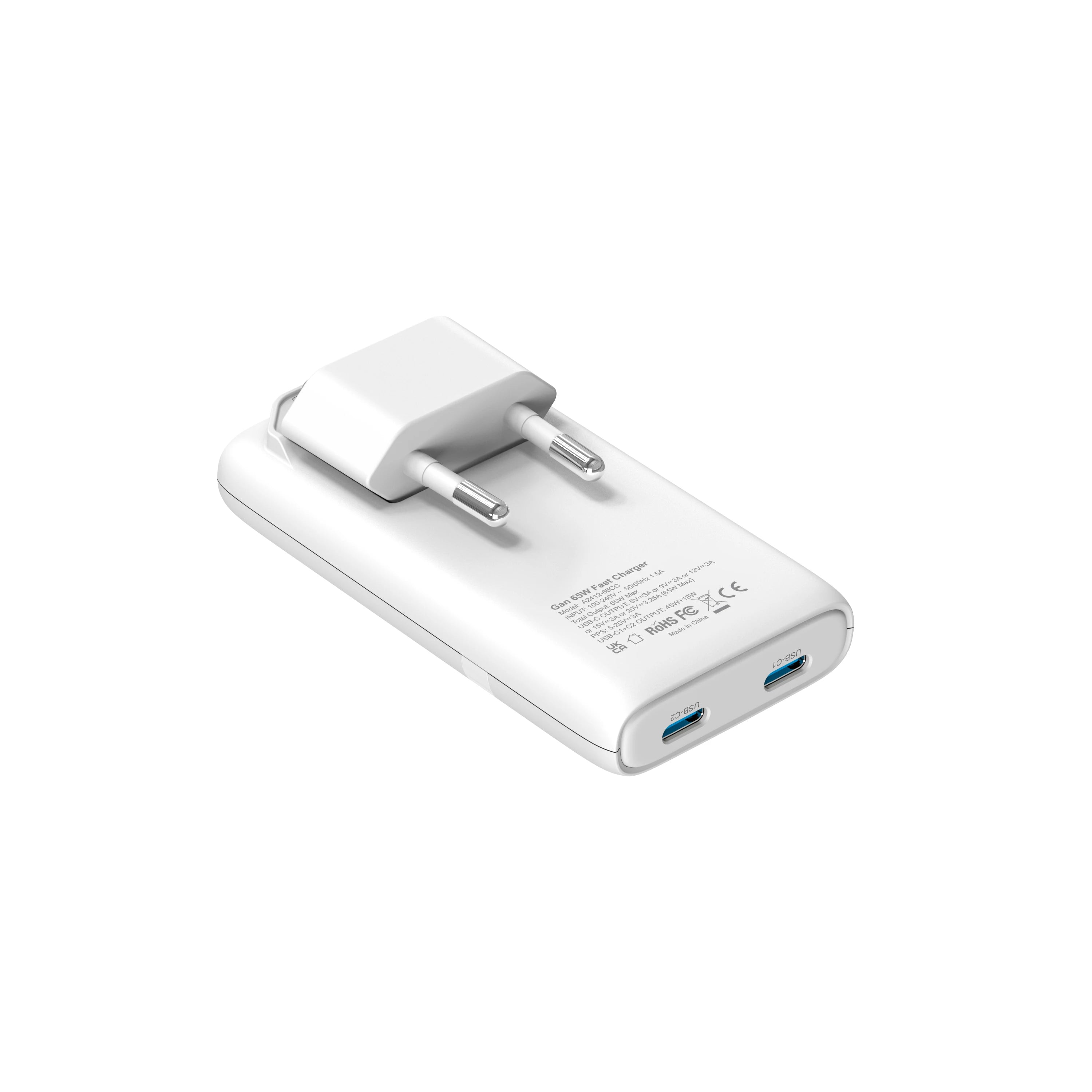 65W Ultra-Slim GaN Dual USB-C Fast Wall Charger for Laptop & Mobile - 10