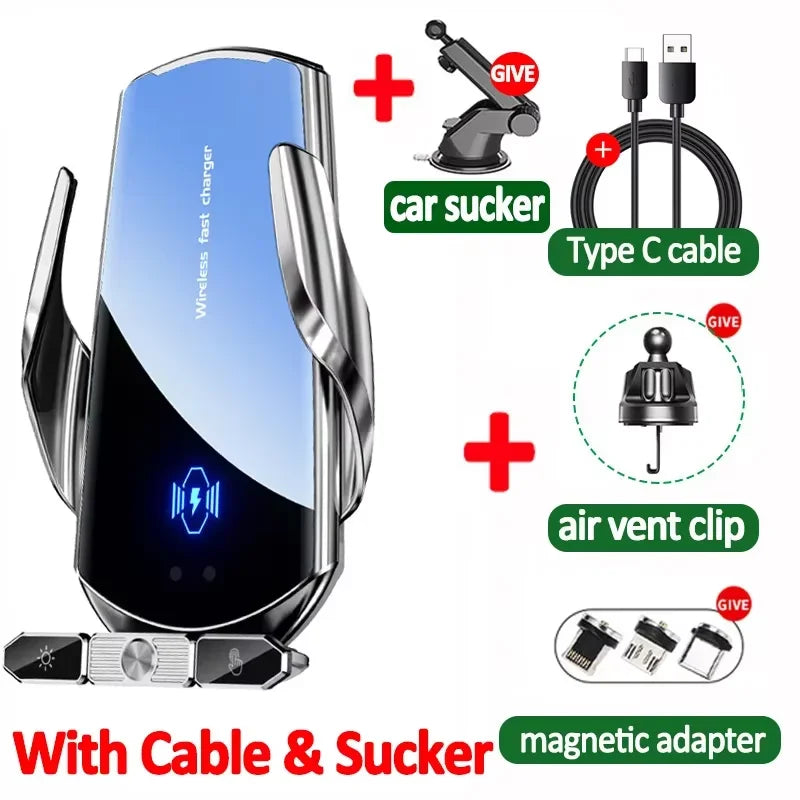 15W Automatic Clamping Car Wireless Charger & Magnetic Phone Mount - 28