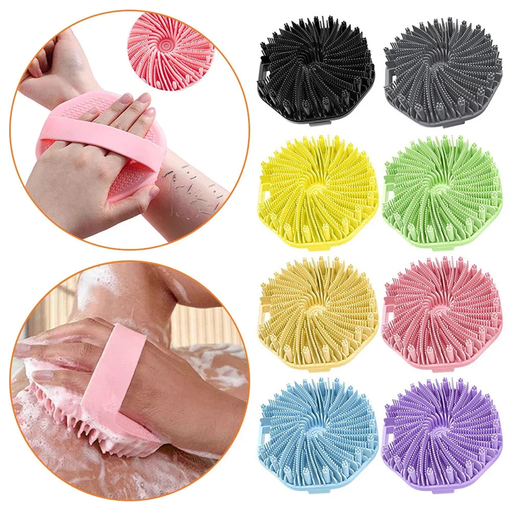 Silicone Body Scrubber & Exfoliating Shower Brush with Non-Slip Grip