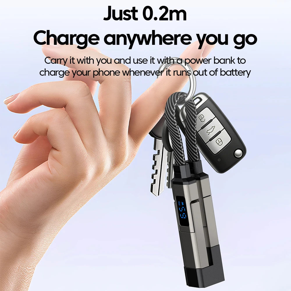 4-in-1 Fast Charging Cable with Digital Display - USB-C & Lightning Cord