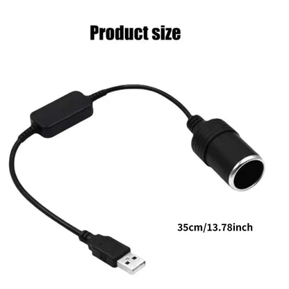 USB to 12V Car Cigarette Lighter Socket Adapter Converter