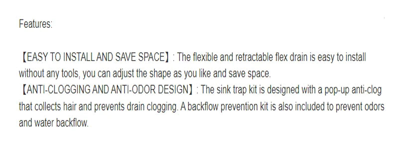 Universal Flexible Sink Drain Pipe - Anti-Odor P-Trap Kit