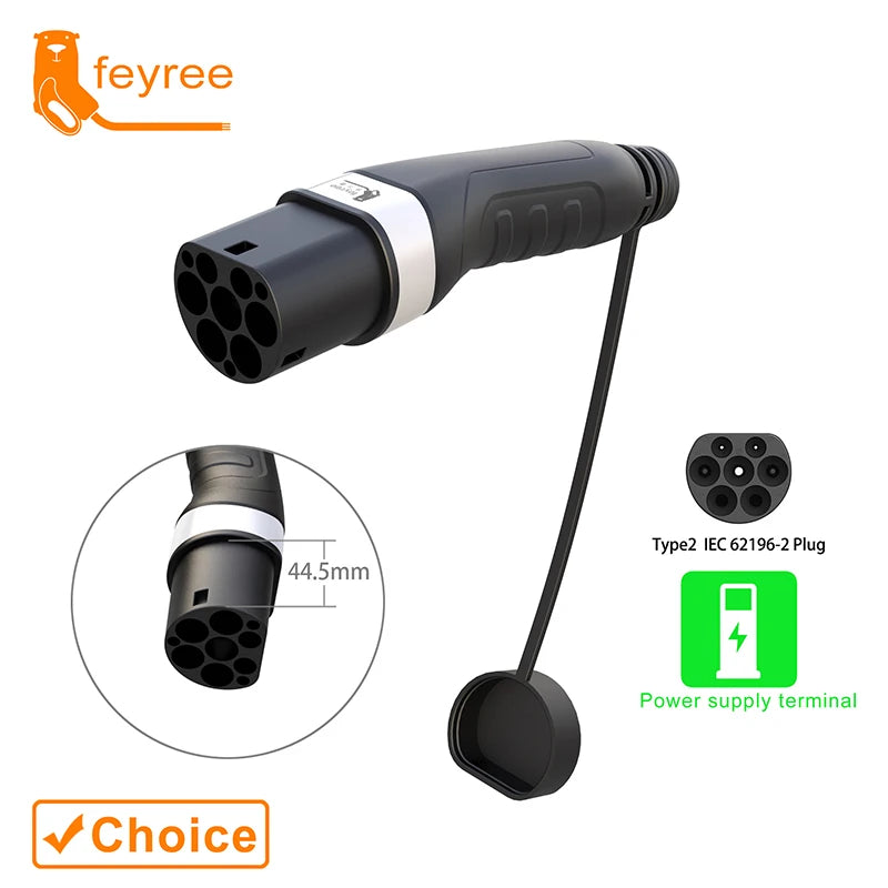 Type 2 Male EV Charging Plug - 16A/32A Universal Electric Car Charger