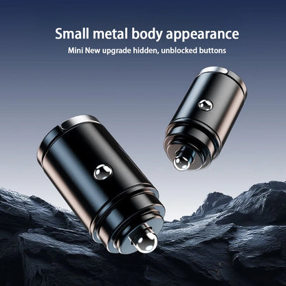 Hidden Mini Fast Car Charger - Dual USB & Type-C Adapter for All Phones