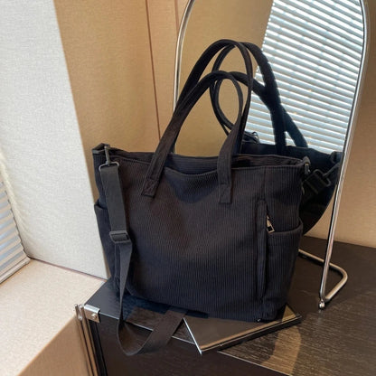Striped Corduroy Tote