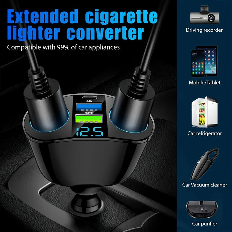 66W Dual USB Fast Car Charger - PD Intelligent Charging Adapter - 2