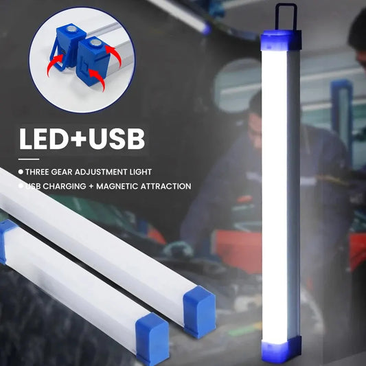 Rechargeable LED Tube Light - Magnetic Portable Bar Lamp for Camping & Emergency