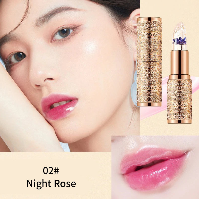 Crystal Color-Changing Flower Jelly Lipstick - Long-Lasting Moisturizing Balm