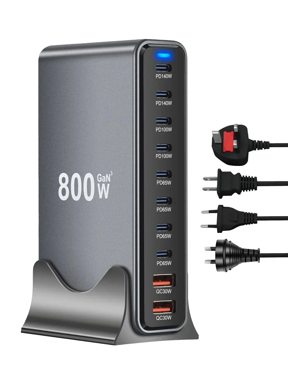 800W 10-Port GaN Fast Charging Station for iPhone, Samsung, and MacBook - 7