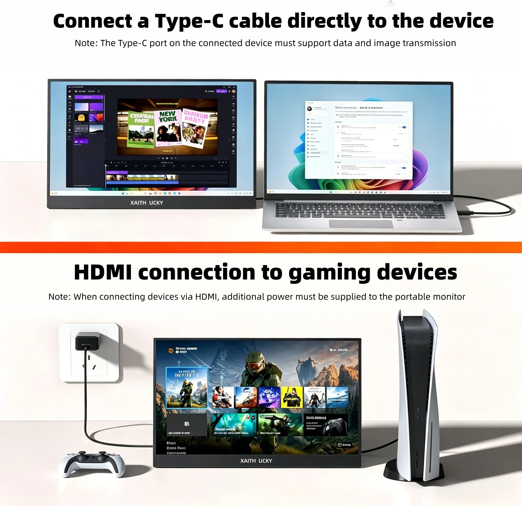 14" Portable IPS Touch Monitor - 1920x1200 HD Gaming & Laptop Expand Display - 4
