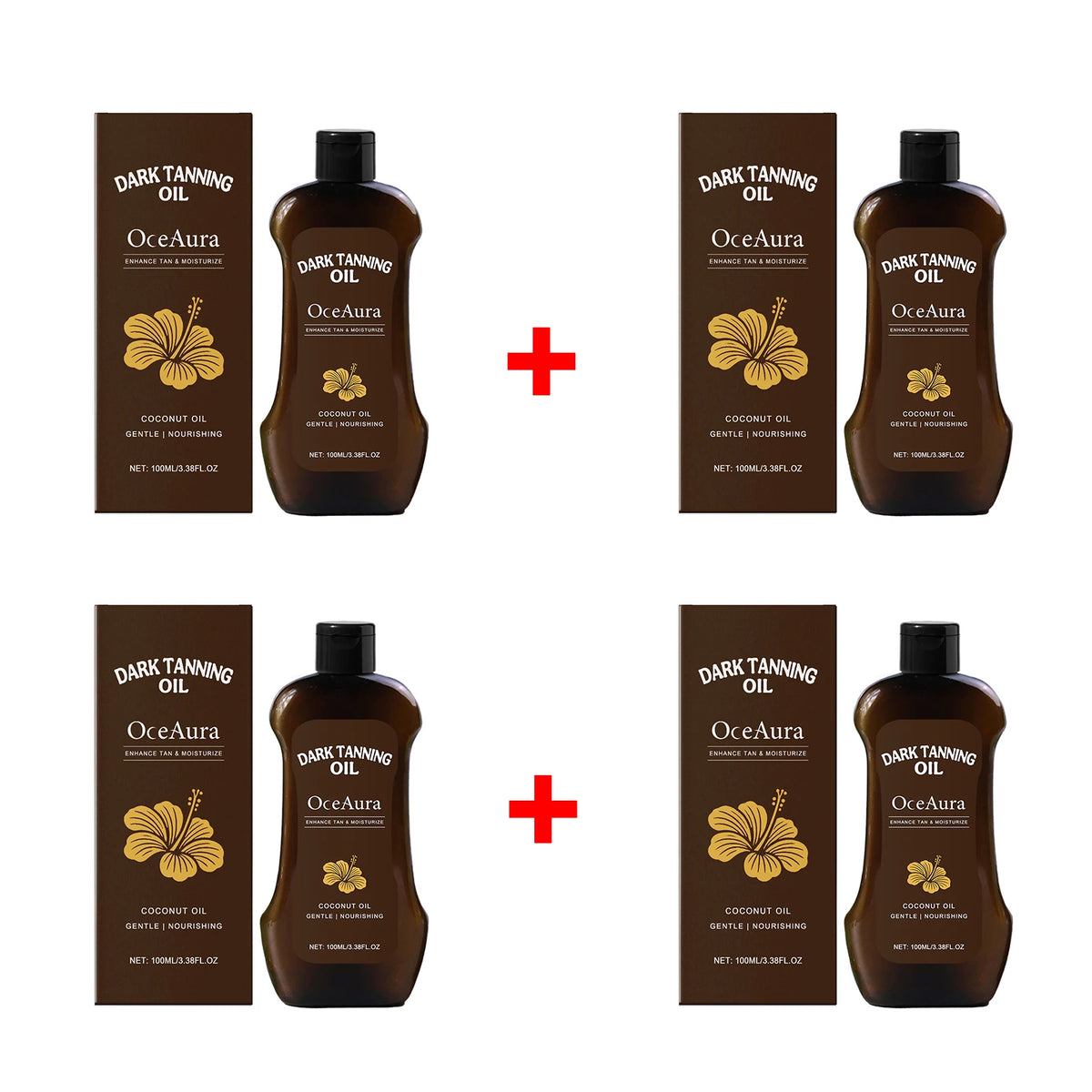 OceAura Coconut Dark Tanning Oil for Deep Bronze Tan & Skin Hydration