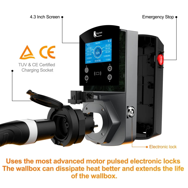22KW Smart EV Wallbox Charger - WiFi App Control & Weatherproof EVSE
