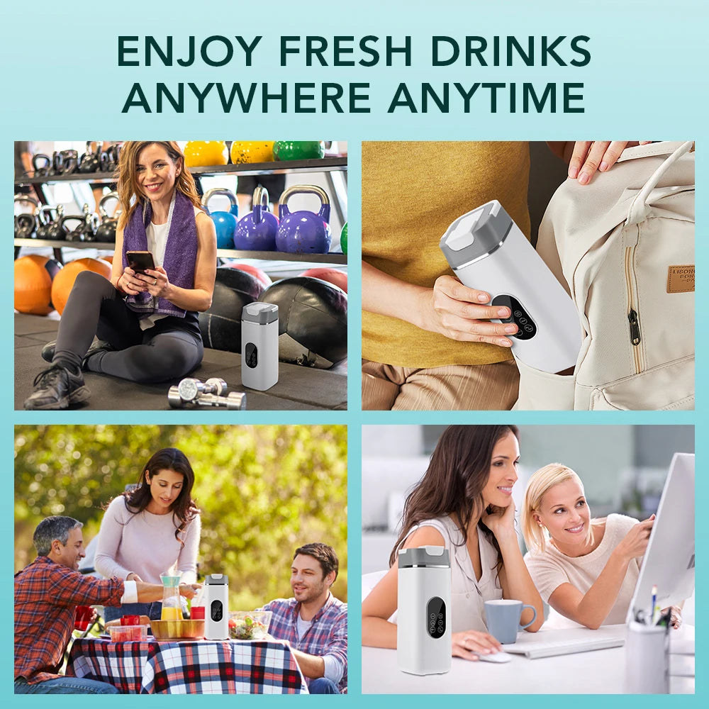 Portable Electric Juicer Cup with 12 Blades & Smart Digital Display