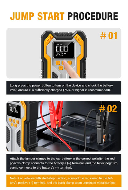 7000A Portable Car Jump Starter & 160PSI Tire Inflator for Emergency
