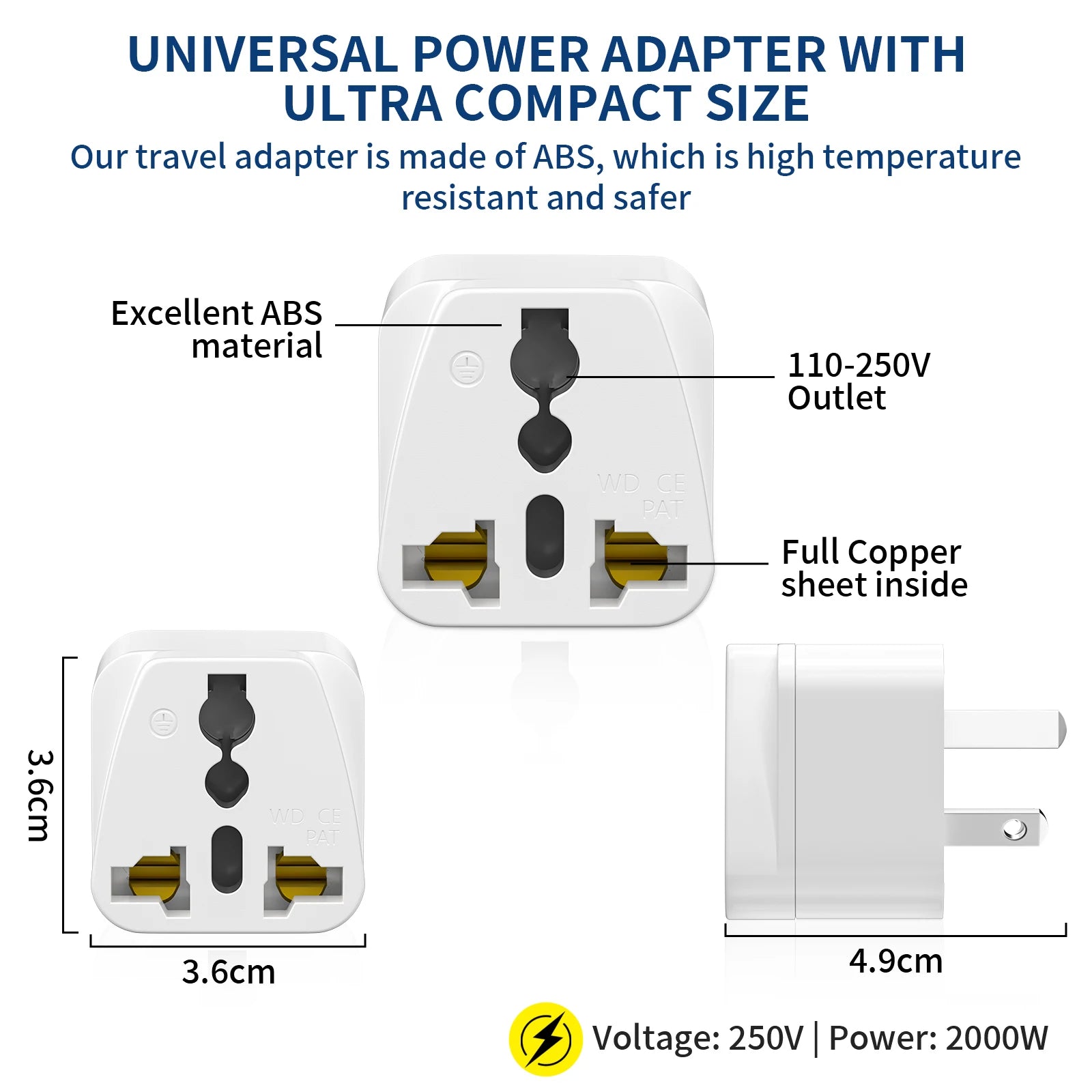 3-Pack Australian Travel Plug Adapter – Universal International Power Converter - 3