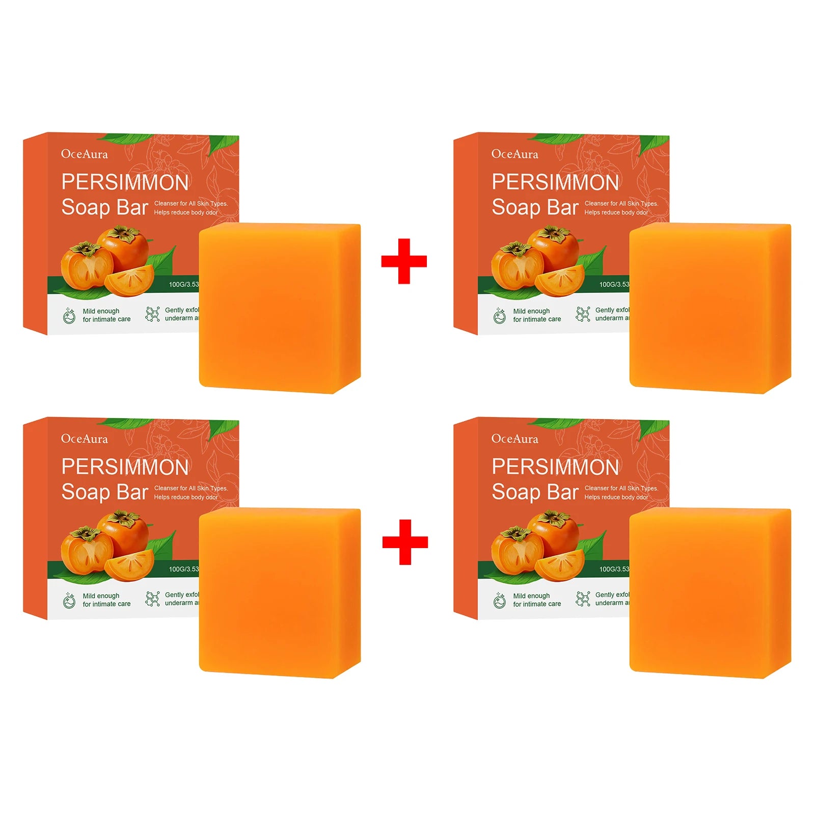 Natural Persimmon Soap Bar for Body Odor Control & Deep Exfoliating Skin Care - 17