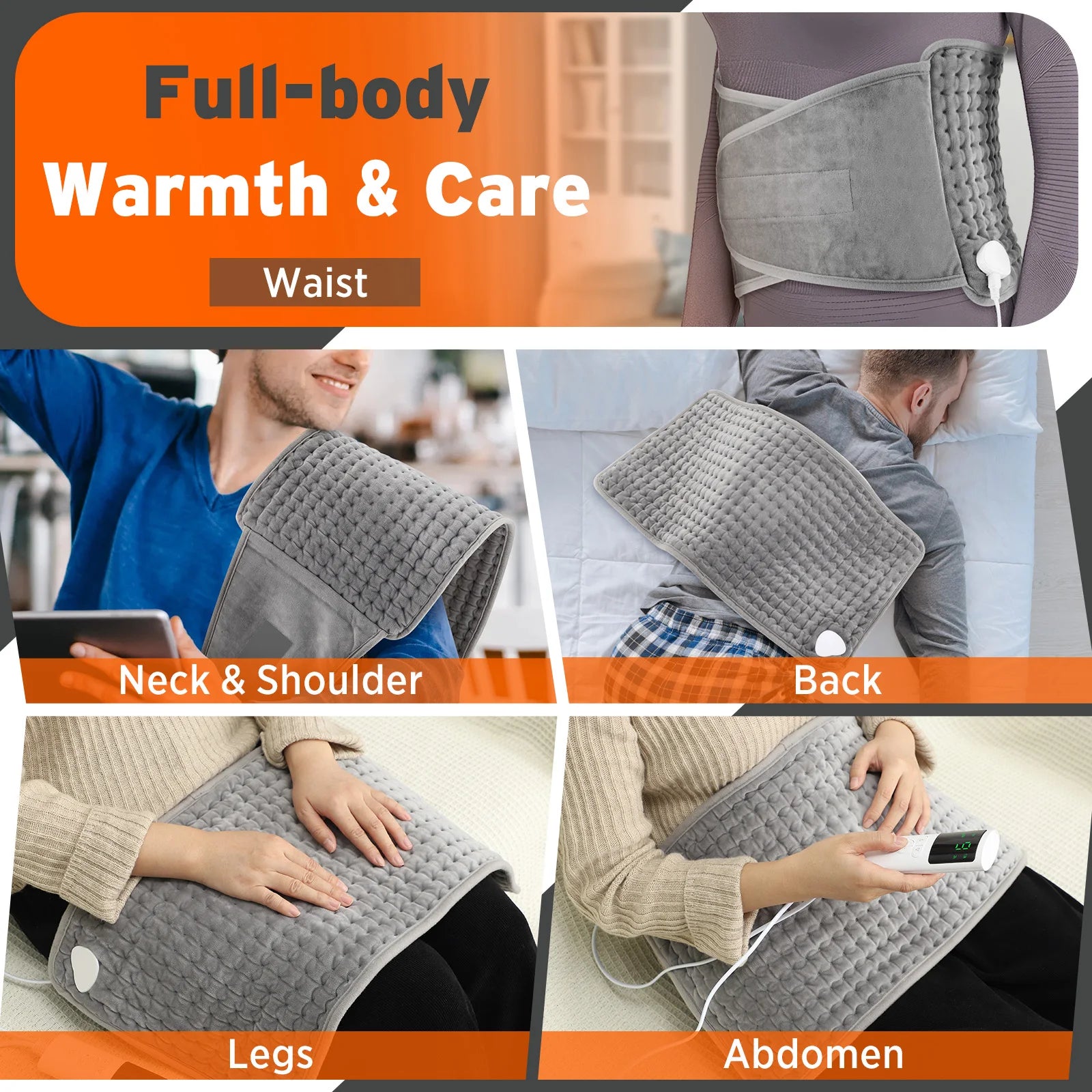 Electric Heating Waist Belt - Adjustable Lumbar & Back Pain Relief Thermal Pad - 9