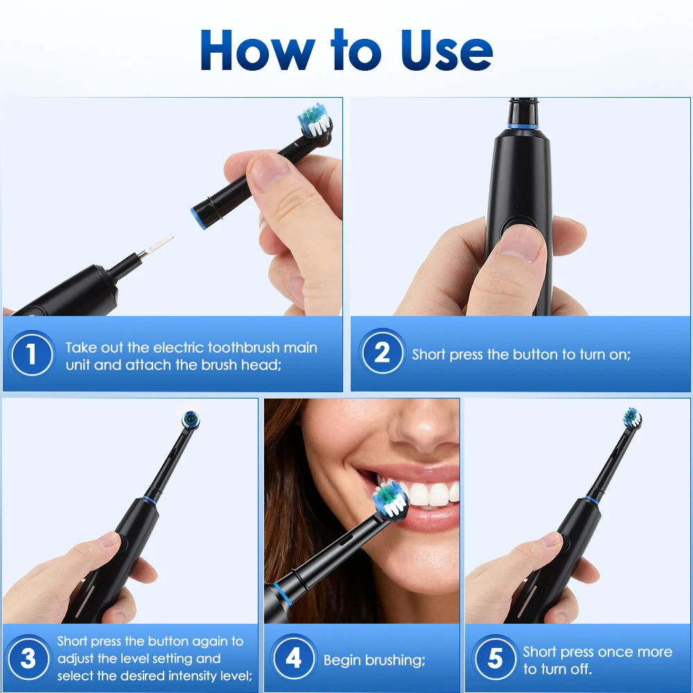 3D Rotating Rechargeable Electric Toothbrush with 5 Cleaning Modes and Smart Timer - 9