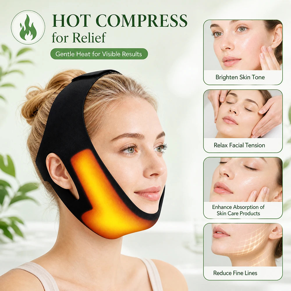 V-Line Face Lifting Bandage with Hot & Cold Gel Pack for Jaw & Chin Contouring - 9