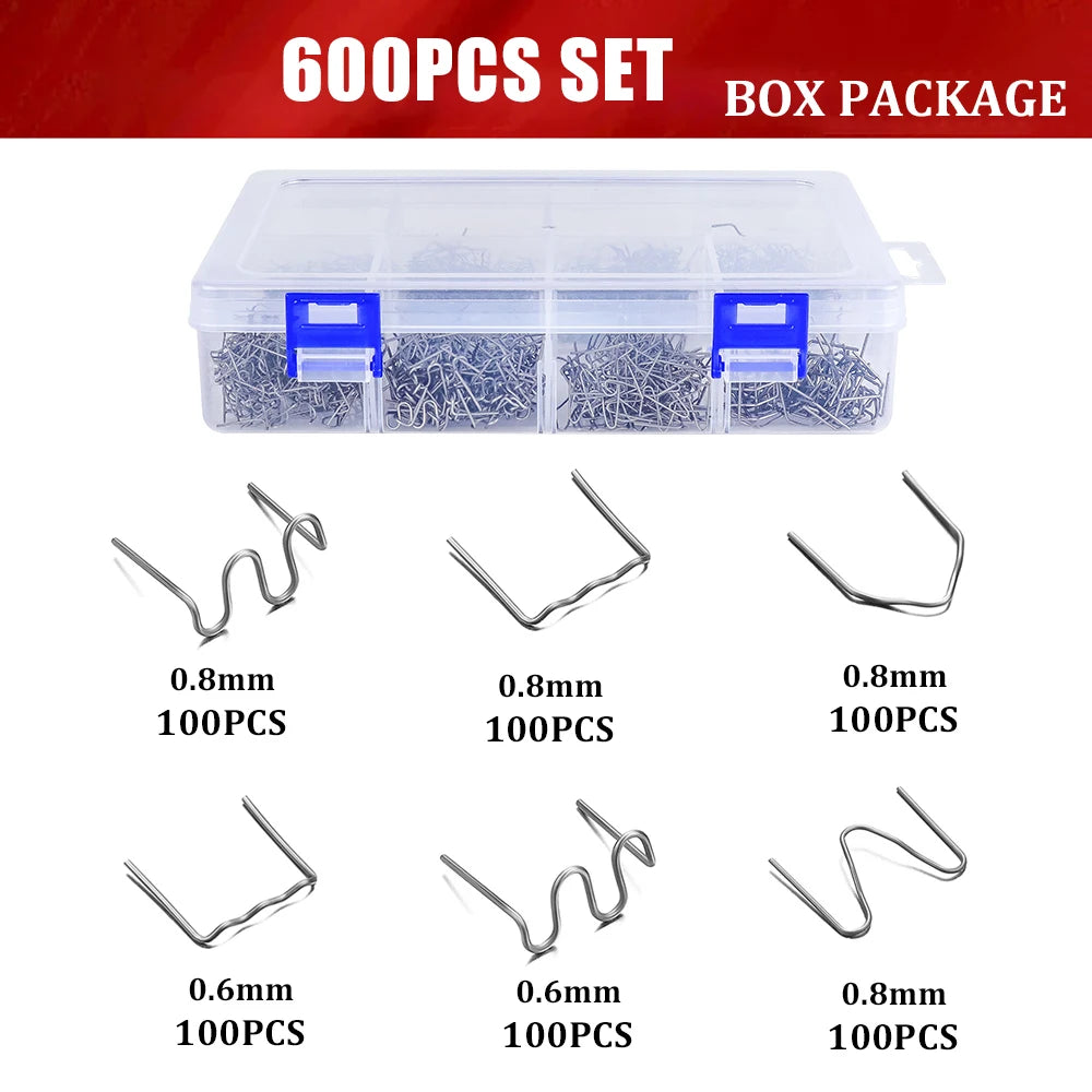 Stainless Steel Hot Staples for Plastic Repair Gun - 0.6mm & 0.8mm Welding Staples Kit