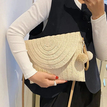 Luxury Woven Straw Beach Clutch
