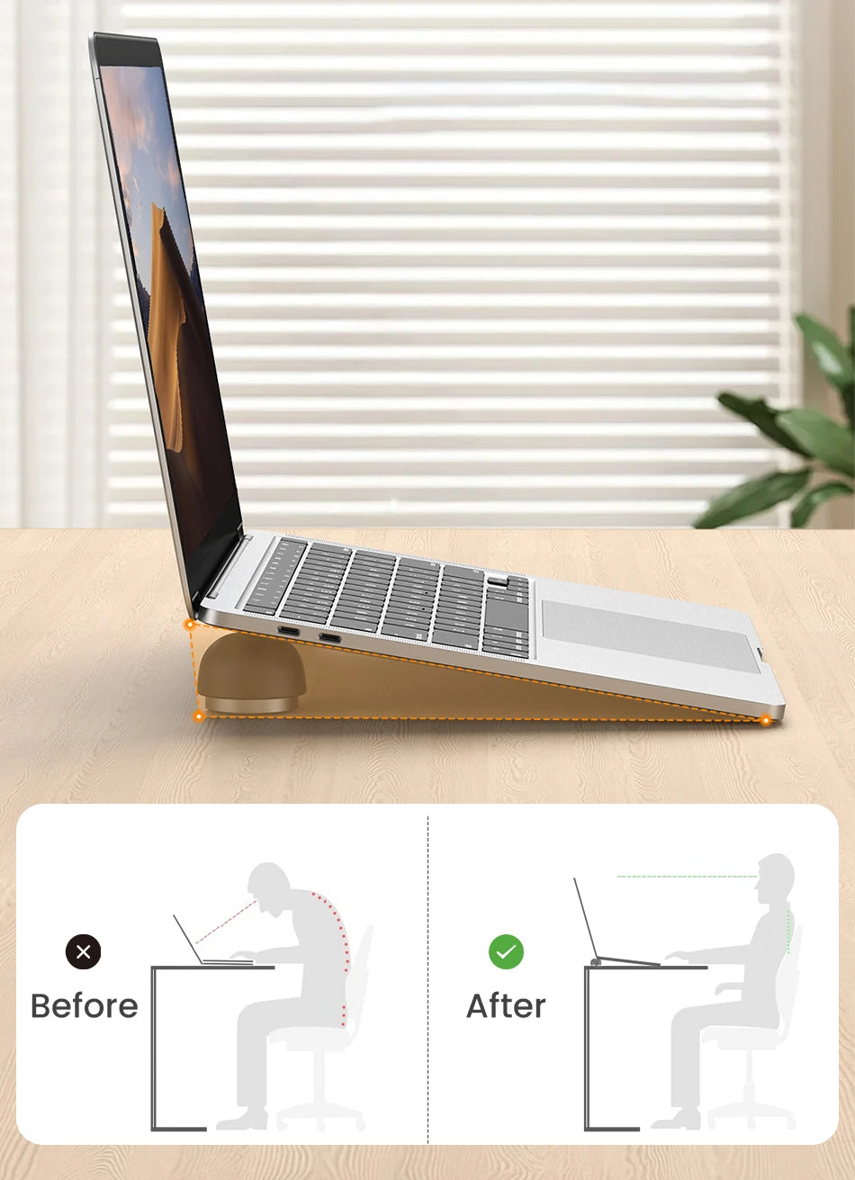 Magnetic Mini Laptop Cooling Stand - Aluminum Portable Notebook Holder - 19