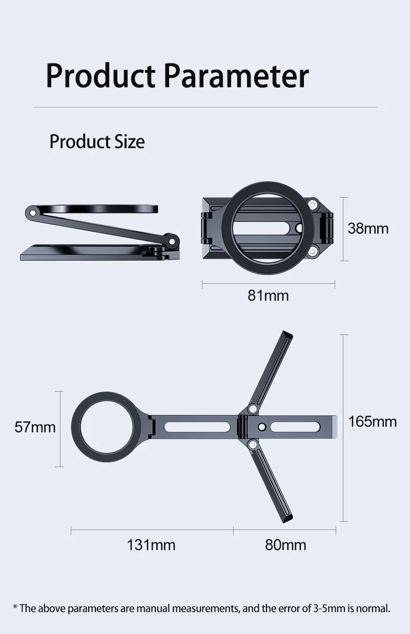 Foldable Magnetic Phone Stand for MagSafe - Aluminum Desktop Tripod