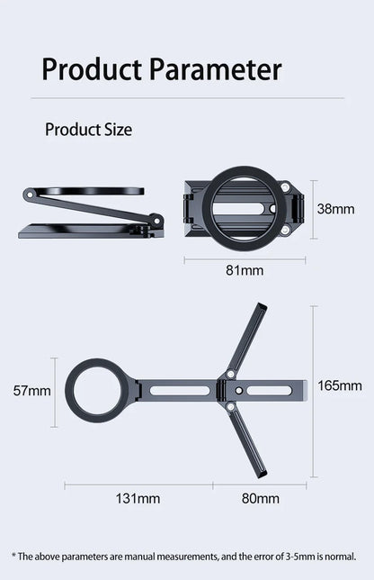 Foldable Magnetic Phone Stand for MagSafe - Aluminum Desktop Tripod
