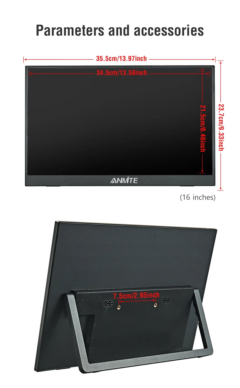 16-Inch Portable 1200P HDR Monitor - Touch/Non-Touch IPS Gaming Display